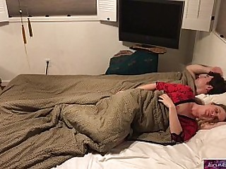Stepson and stepmom get in bed together and fuck while visiting family  - Erin Electra